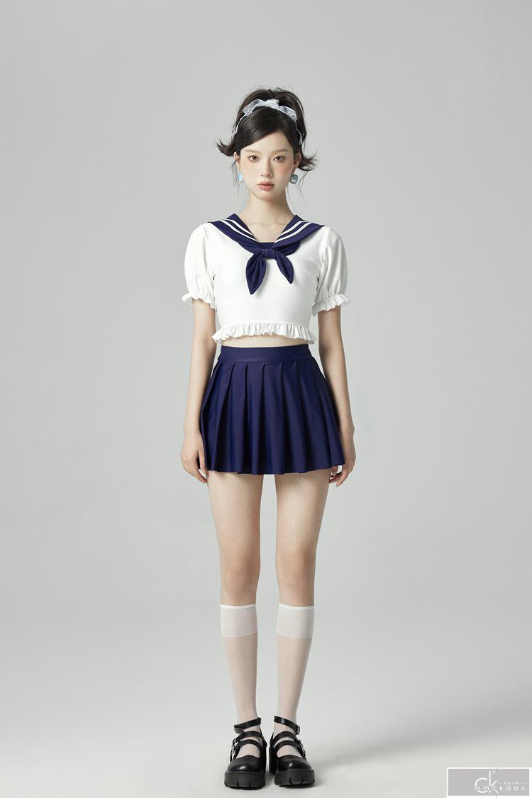 mmck abc高端轻奢品牌新款日系可爱水手服jk海军少女欲风裙式高腰分体