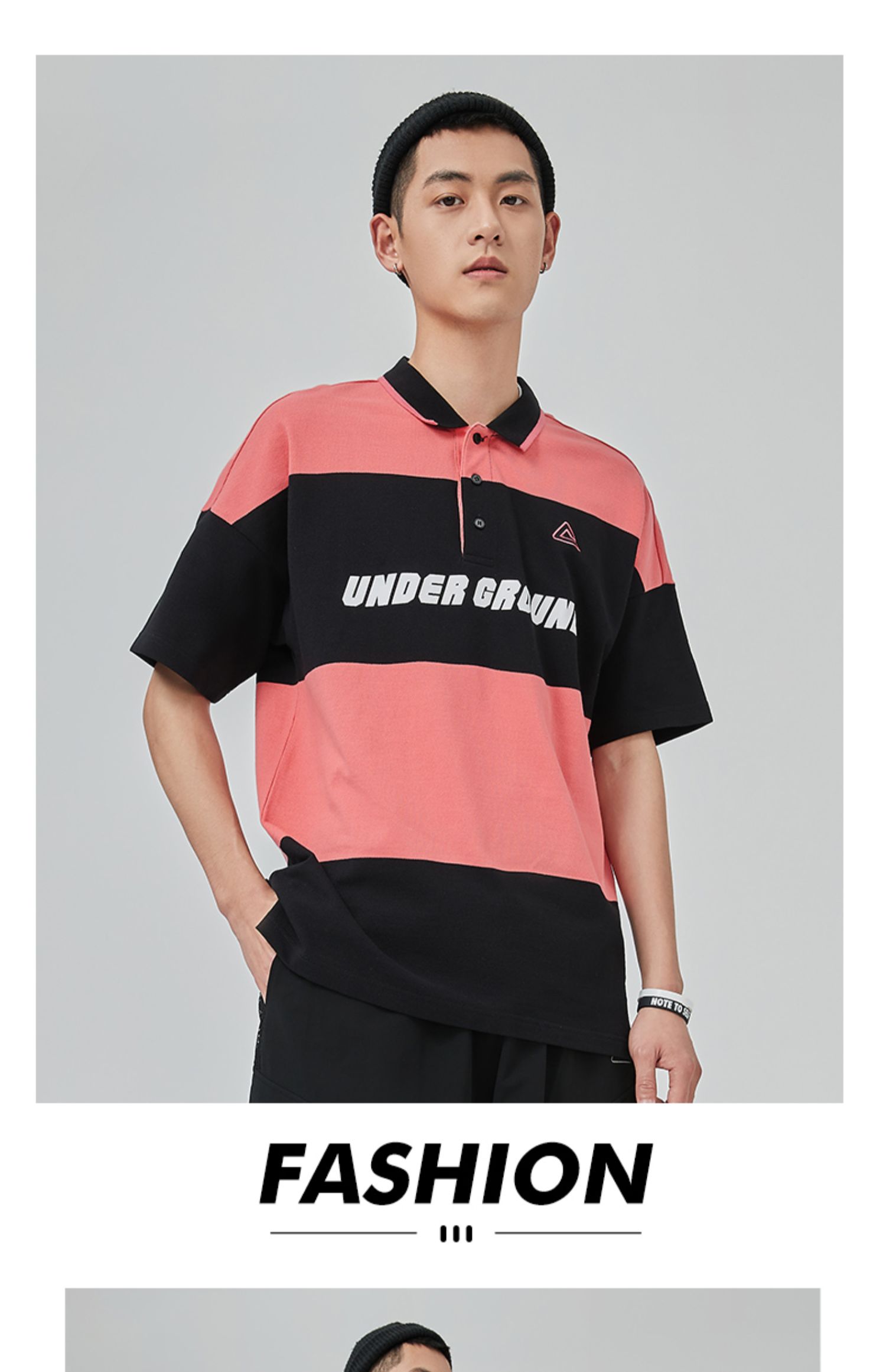 匹克翻领短袖t恤男士2021夏季新款条纹拼色polo衫休闲宽松体恤潮深