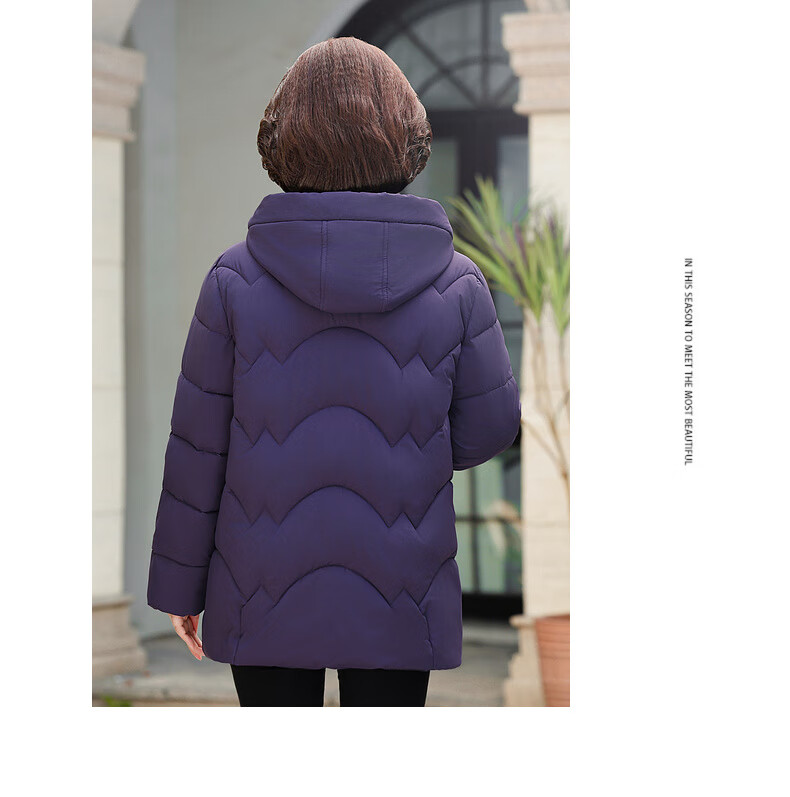 QIUFULUO Women's Winter Down Cotton Jacket Red High-End Coat Middle-Aged and Elderly Fashion Warm Clothing for 50s and 60s 25
