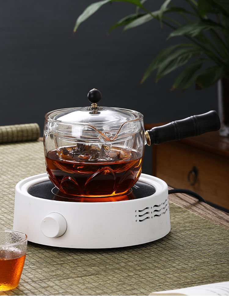 精选高硼硅耐热玻璃360度旋转逍遥泡茶器玻璃茶具套装家用煮茶壶彩虹