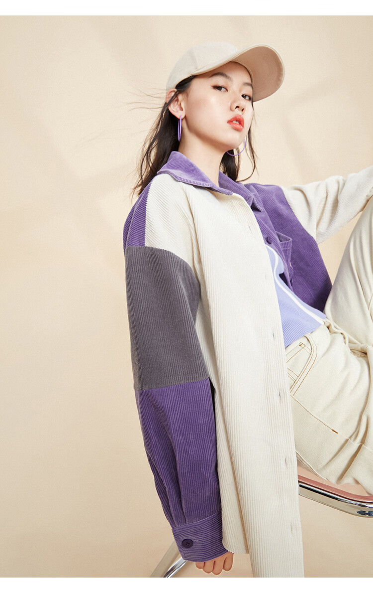 女装 短外套 太平鸟 太平鸟灯芯绒外套女2020秋装新款中长款韩版宽松