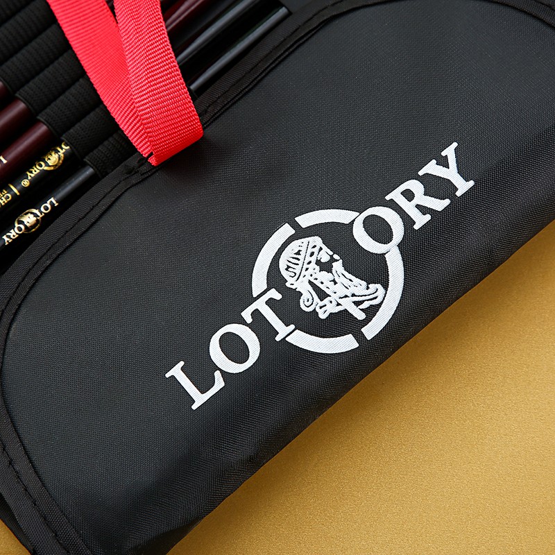 官方授权老人头lotory素描铅笔23件套装折叠式帆布笔帘美术绘画彩铅卷