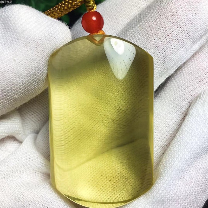 天然黄水晶无字平安牌子太平无事牌男士项链吊坠挂件女礼物挂坠可刻字