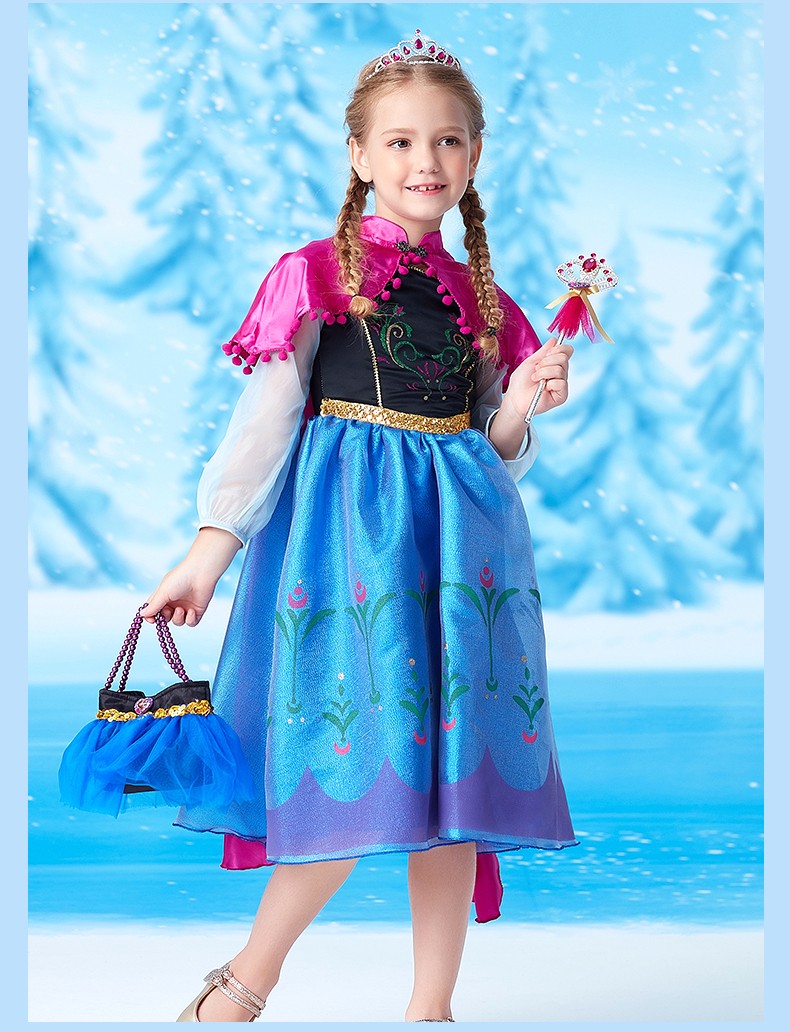 bgtqz艾莎公主裙爱莎冰雪奇缘长裙春夏裙子白雪儿童连衣裙演出服艾莎