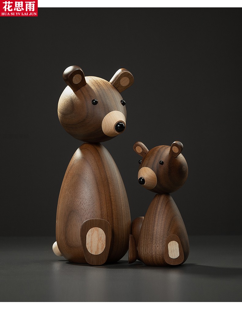实木摆件北欧风木质可爱小动物模型摆件实木手工艺品书房装饰摆设玄关