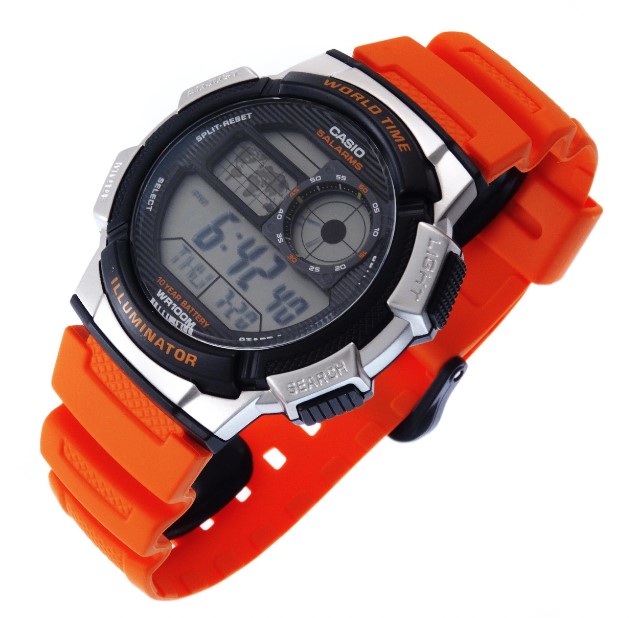 casio卡西欧运动风流行十年学生腕表多功能防水电子表ae-1000w-4a ae