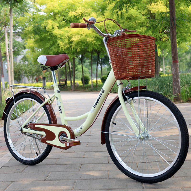 精品222426寸男女式自行车学生成人轻便单车淑女通勤男女款粉红色配22