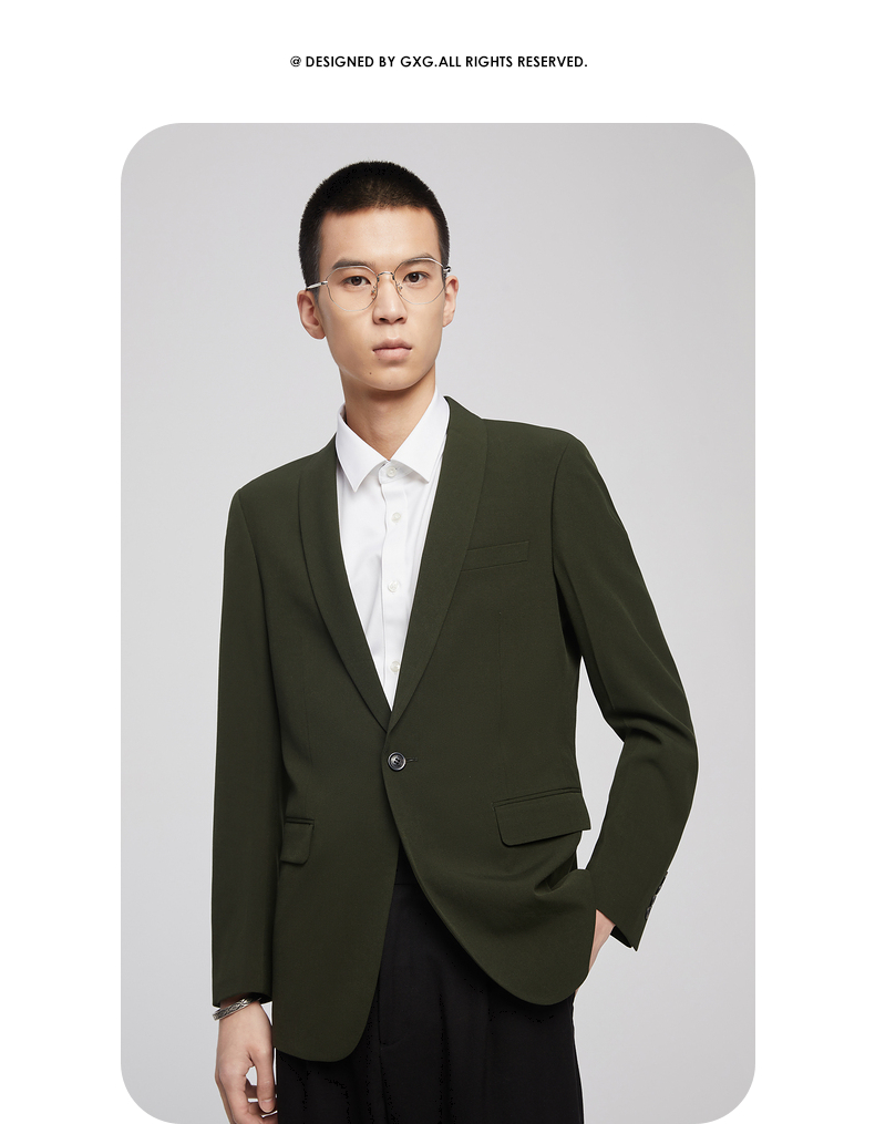 gxg男装2020夏季轻薄时尚潮流男士西服绿色西装外套休闲单西绿色xl