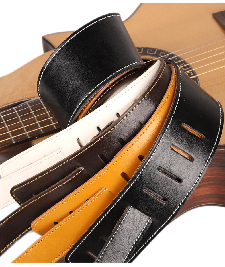 soldier士兵014皮质加厚吉他背带电木民谣贝斯防滑加宽减重背带黄色