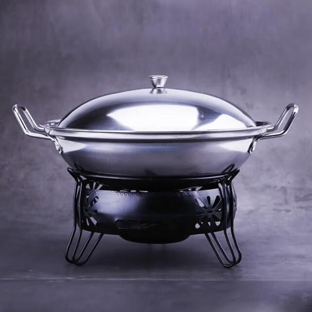 洒精炉小火锅酒精炉火锅锅不粘锅锅具餐饮锅炉大号加厚锅仔明炉享弗