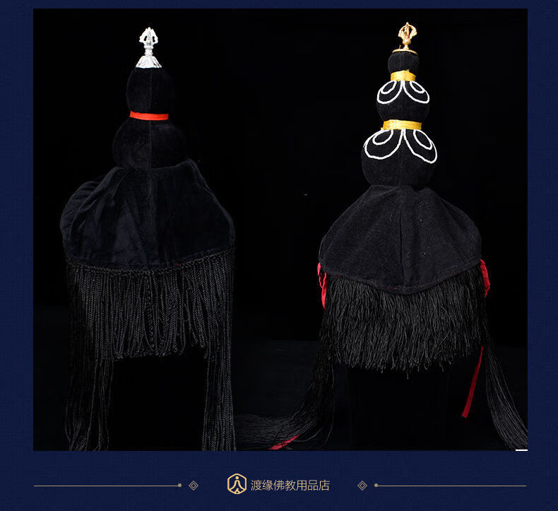 尼泊尔毗卢帽藏传佛教用品密宗法师帽五佛冠五官帽法衣天衣僧衣帽