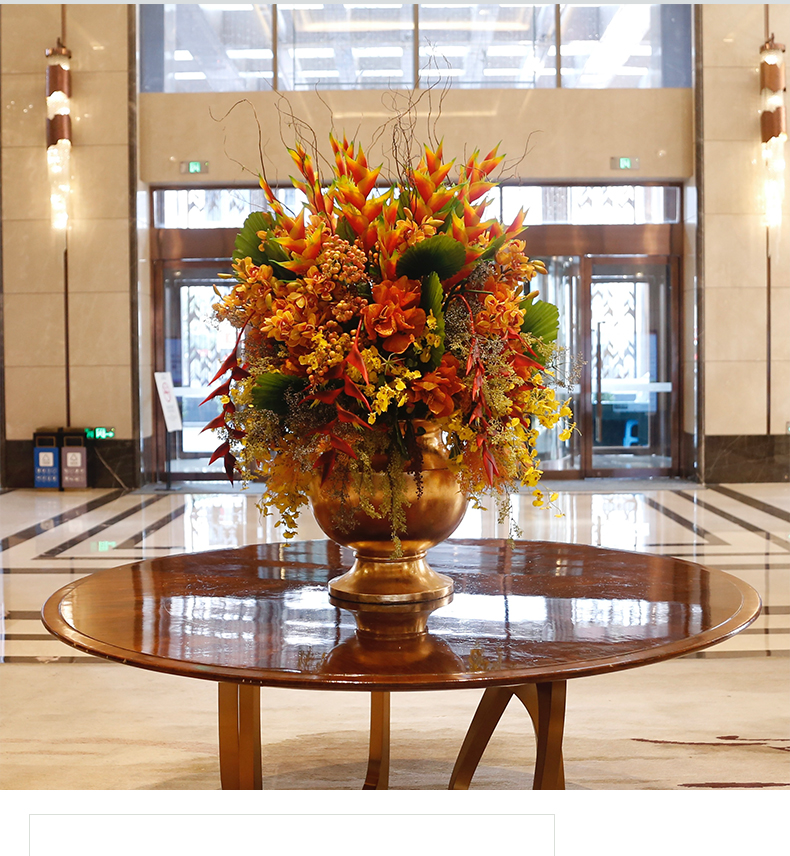 商场中庭摆放瓶花别墅售楼处大厅装饰品假花摆件b款花艺套装含花瓶