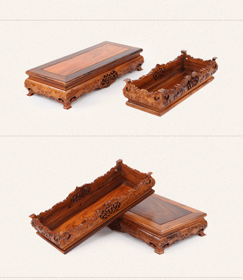 红木雕刻工艺品摆件底座酸枝木如意底座实木质长方形佛像底座木托