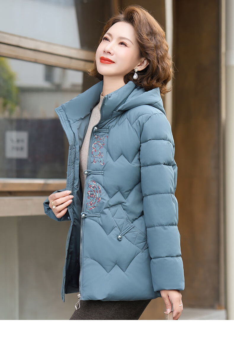 QIUFULUO Women's Winter Down Cotton Jacket Red High-End Coat Middle-Aged and Elderly Fashion Warm Clothing for 50s and 60s 18