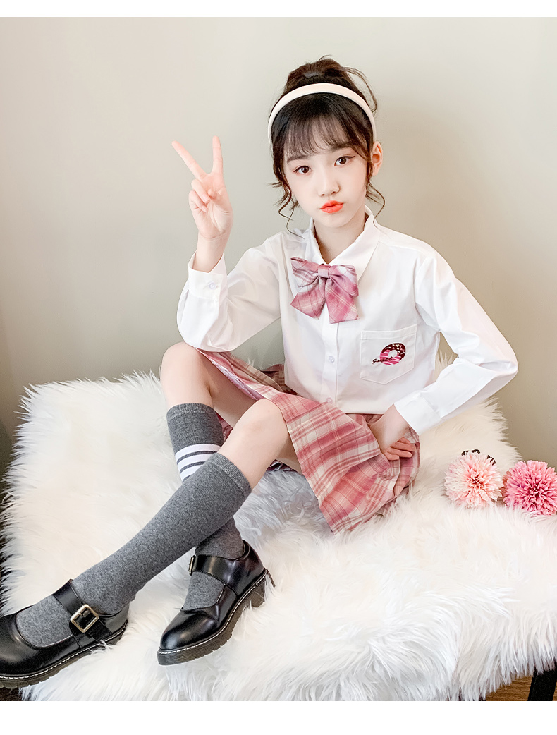 jk制服小学生少女孩子2021春秋装三件装大童百褶裙学院风洋气 黄色