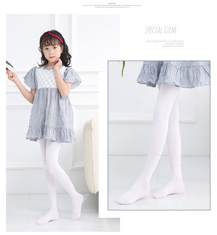 儿童连裤袜春秋薄款长袜女童舞蹈袜白色丝袜练功打底裤外穿夏童袜 2黑
