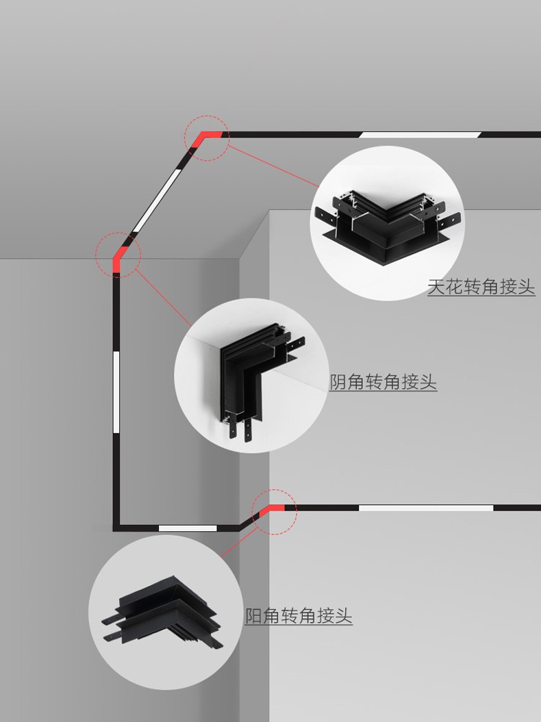 光指引米家小愛智能磁吸軌道燈無主燈客廳線條燈無邊框嵌入式暗裝磁吸