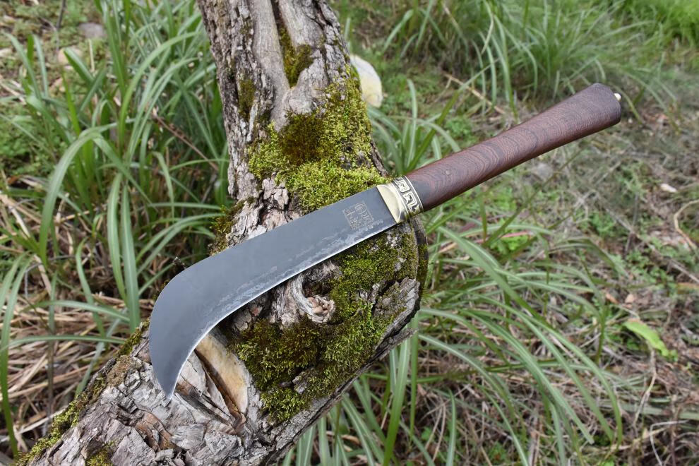 采缇 龙泉市手工锻打高锰钢柴刀开路割草镰刀农用柴修枝刀园林木工用