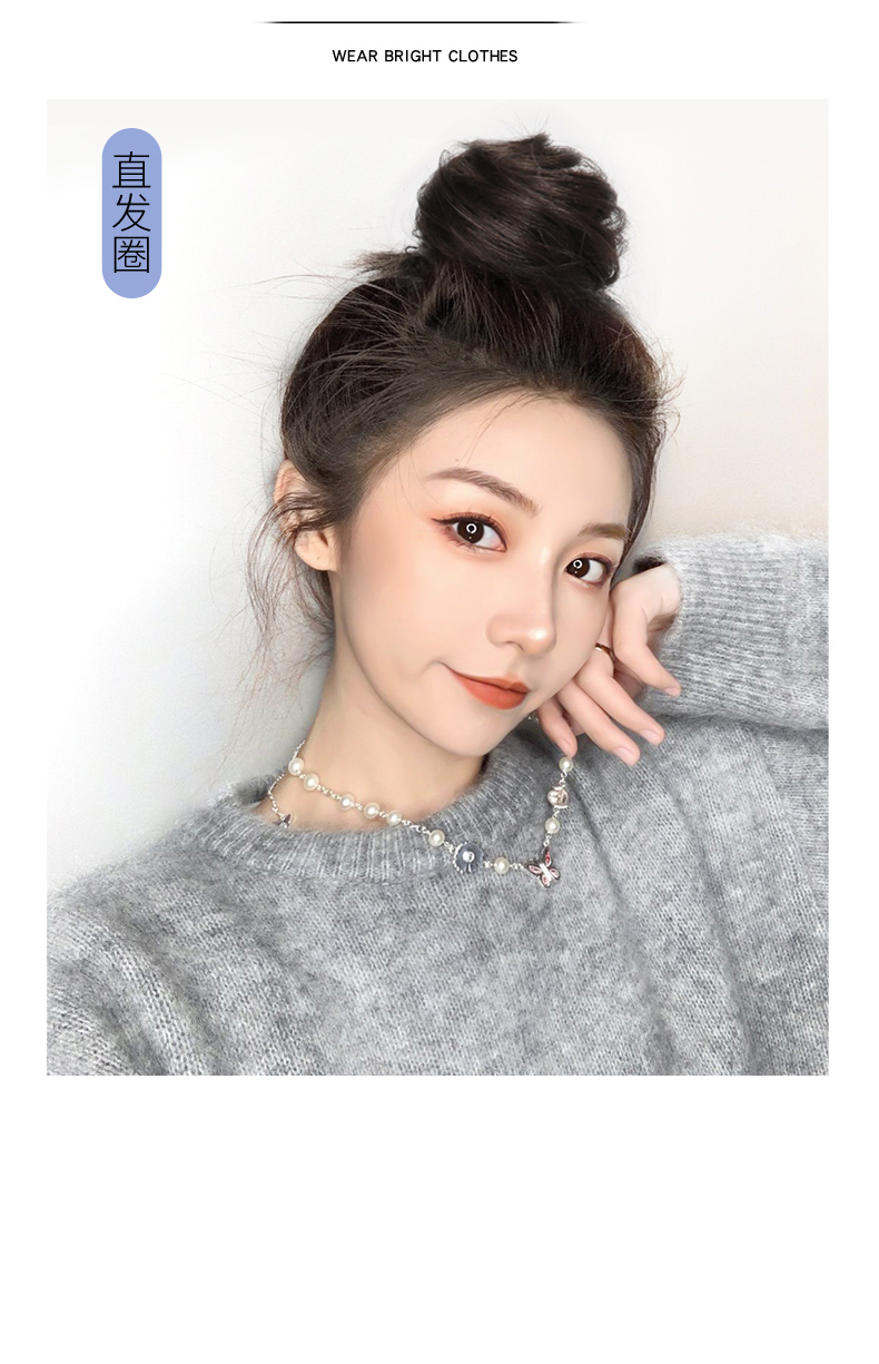 美元素真发发圈可爱丸子头假发女发包汉服古风假发包神器蓬松懒人黑