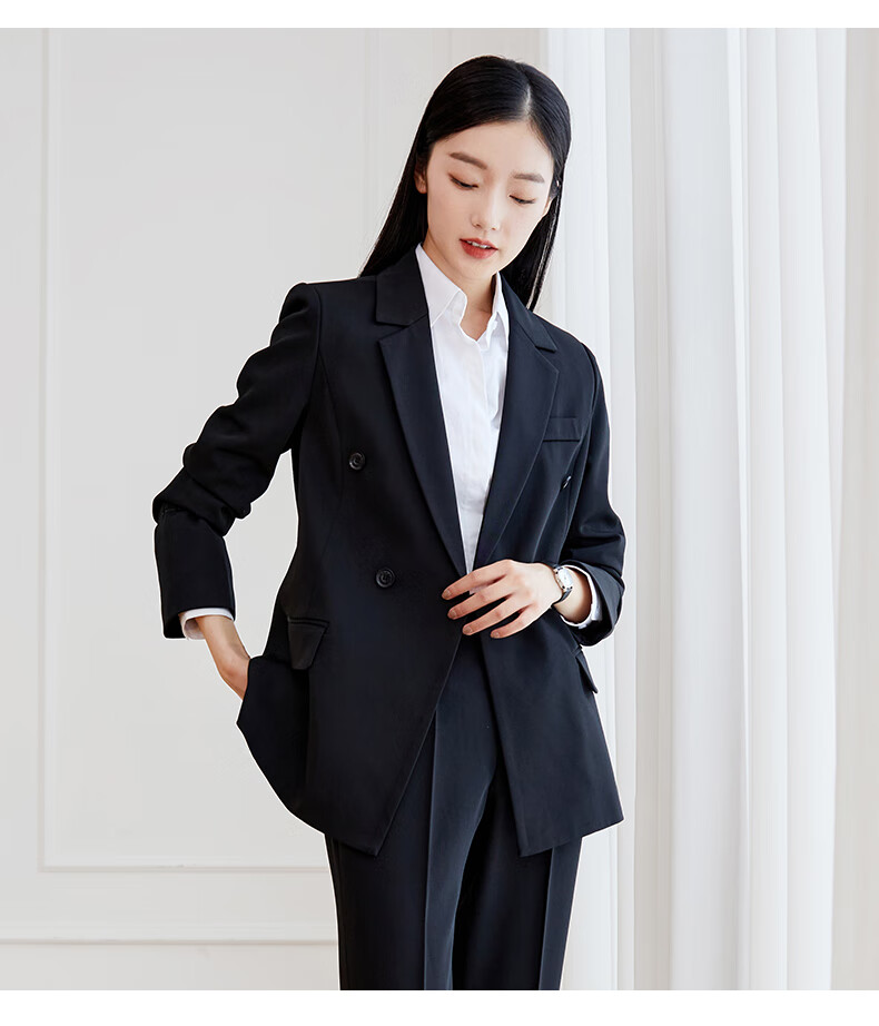 罗蒙(romon)轻奢高档女装 大学生面试答辩正装女套装秋冬韩版气质教资