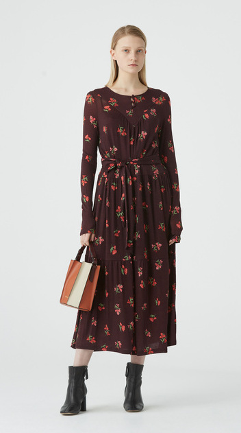 marisfrolg玛丝菲尔羊毛2021年冬季新款白色中长款长袖针织连衣裙白色