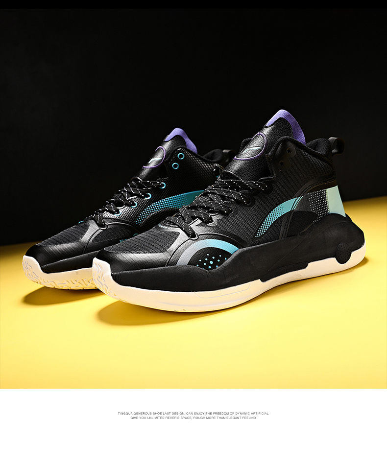 驭帅15球员版黑篮球鞋男青少年学生高帮实战运动球鞋14low球鞋蝴蝶兰