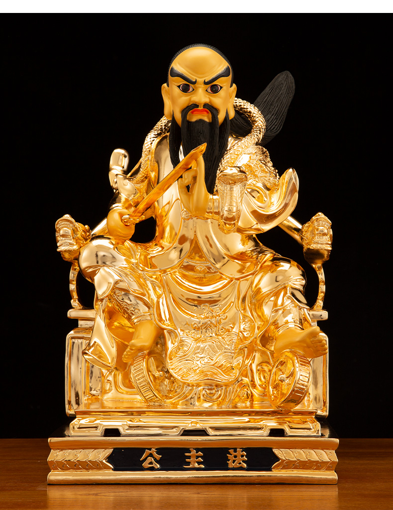 三漫陀纯铜法主公16寸鎏金道教监雷御史张法主圣君神像道教居家供奉