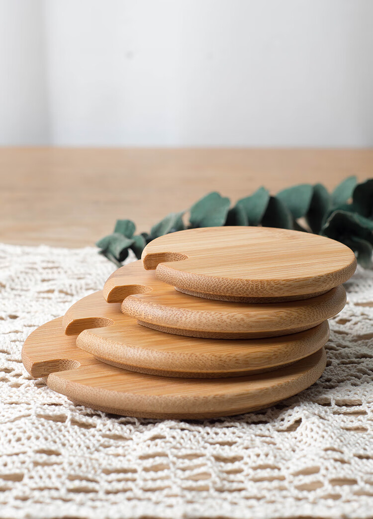 通用马克杯盖子圆形木质有孔杯盖加厚水杯水壶盖子环保防尘茶杯盖1号