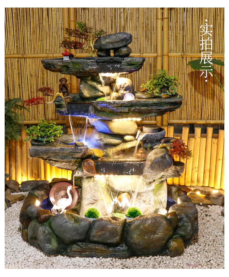 家和春天 大型假山流水喷泉鱼缸喷雾器落地摆件户外花园庭院鱼池水