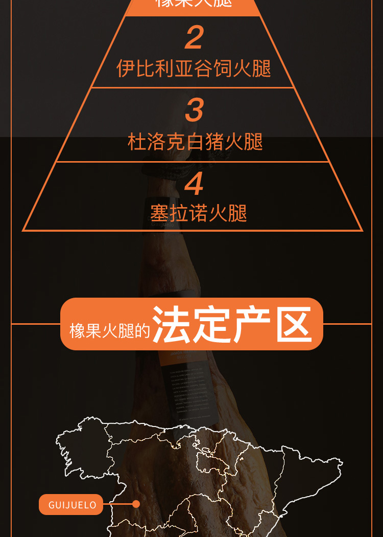卡拉斯科 carrasco西班牙伊比利亚火腿 去骨前腿手工切片 橡木果喂养