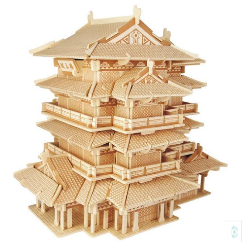 中国古建筑模型榫卯结构拼接拼图手工玩具木制小房子制作 6款,【图片