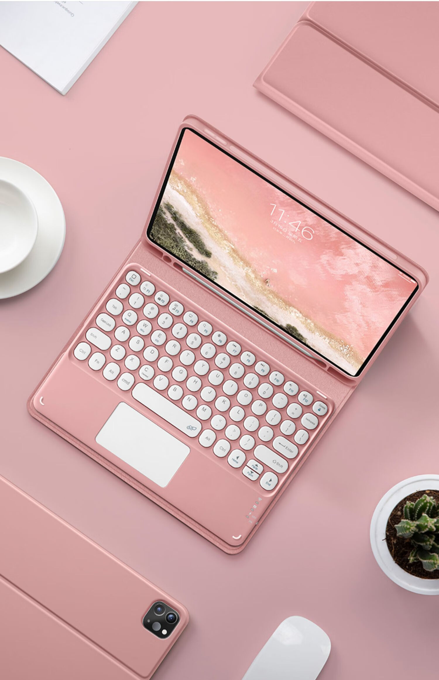 砂粉色 【粉色触控键盘】 白色蓝牙鼠标 ipad air3(10