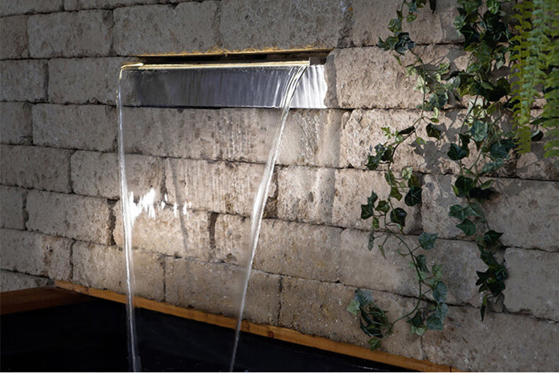 流水幕墙庭院水景出水口别墅假山花园林鱼池塘循环流水帘造景观装饰