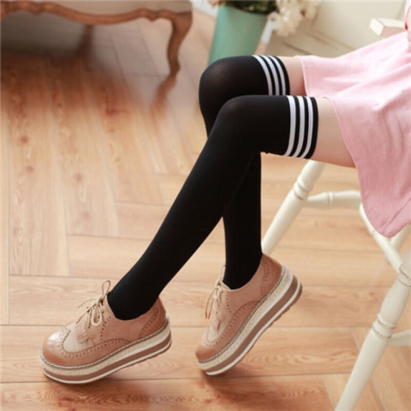 过膝袜萝莉装少女学生学院风长筒袜白色丝袜日系薄款洛丽塔大腿袜 2双