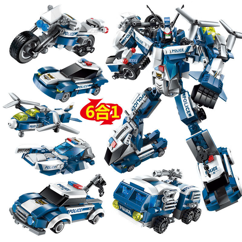 定制火线战警变形玩具 男孩拼插组装机器人启蒙积木 可兼容儿童拼装