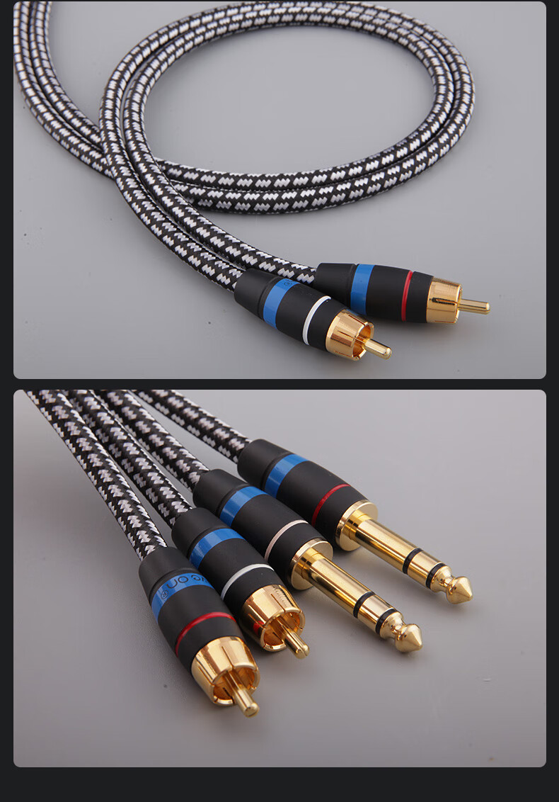 5大二芯dj调音台音频信号音箱线 m100 rca转大二芯 30米