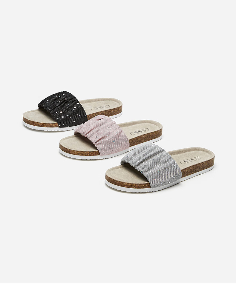 热风软木拖女2021年夏季新款女士时尚拖鞋外穿舒适平底软木拖 13银色