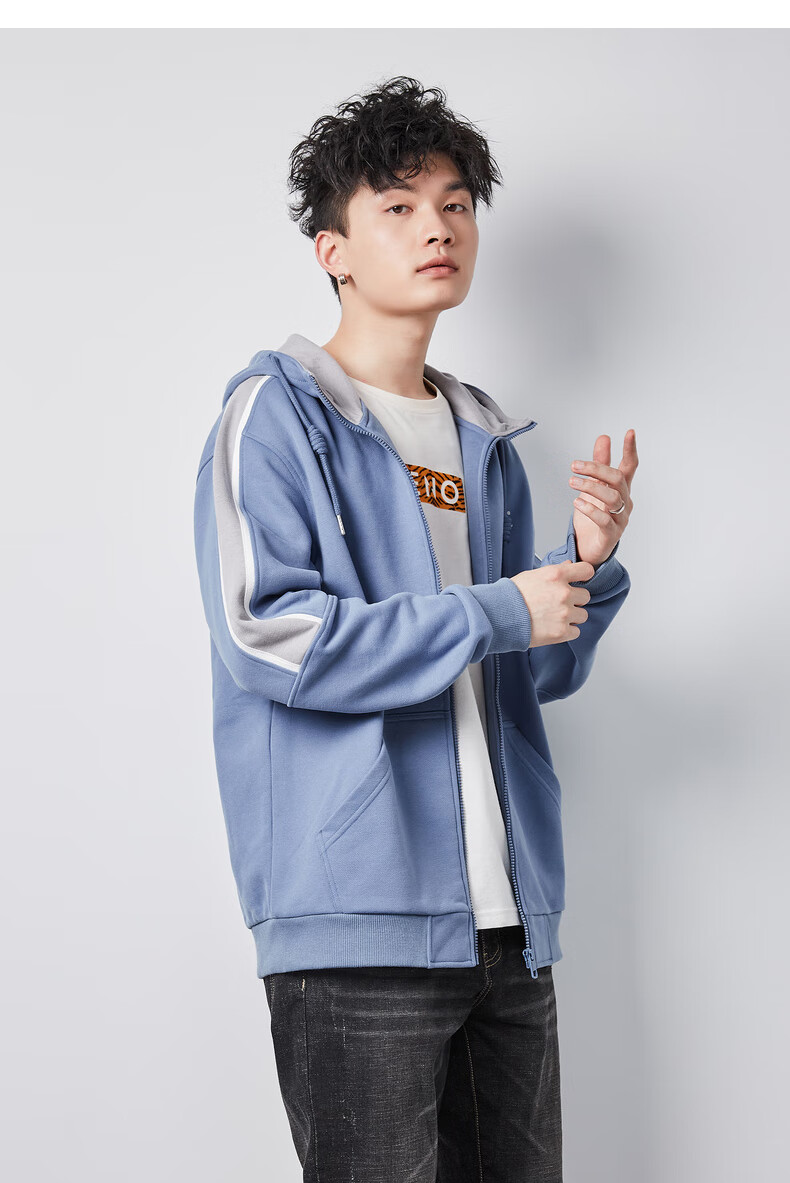 唐狮2021春秋装新款针织男外套 雾蓝 l