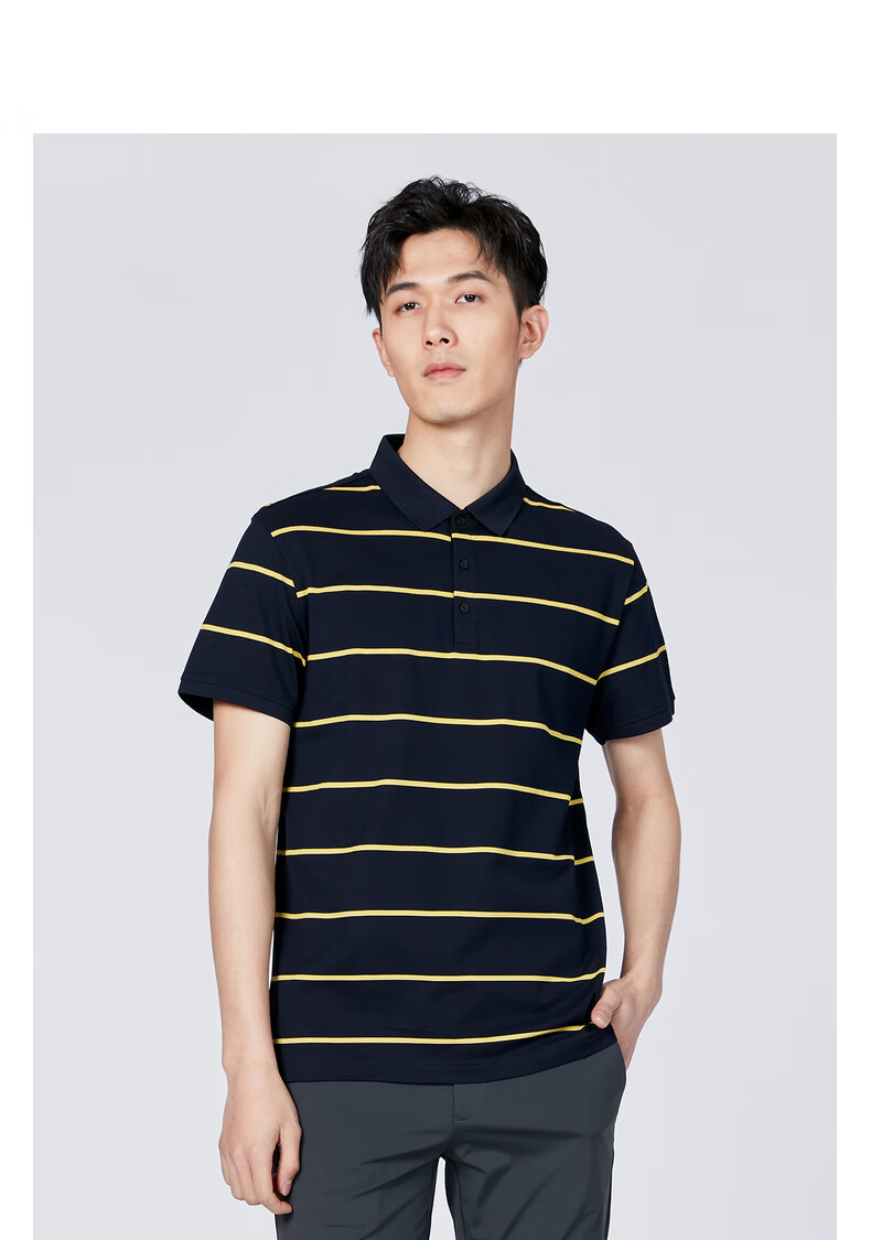 利郎男装时尚polo衫短袖条纹青年2021夏季新品保罗t恤 黑白间色(20xtx