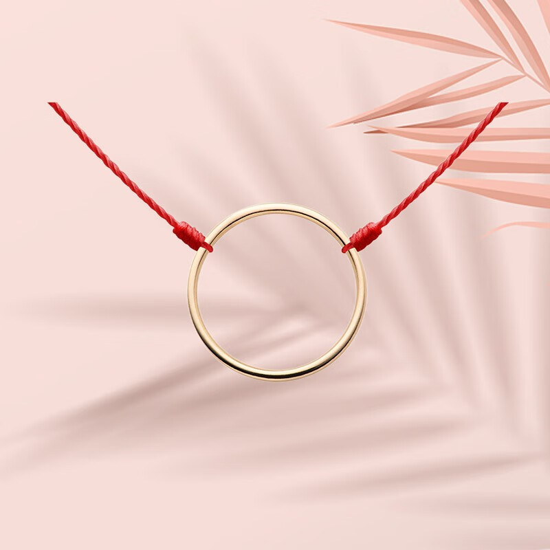 redline /红绳女士项链aura 18k金圆环绳制项饰经典别致 黄金【图片