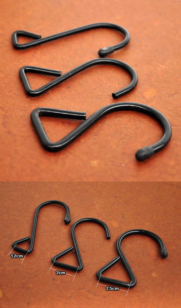 钩子 黑色三角钩s型钩挂勾衣帽钩金属s钩s勾挂钩捆绑带钩子 2cm内径