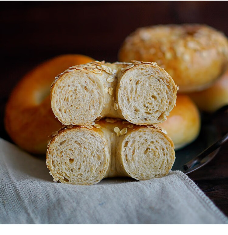 麦小辰全麦原味贝果面包无糖低脂无油无添加代餐早三明治饱腹欧包美粥