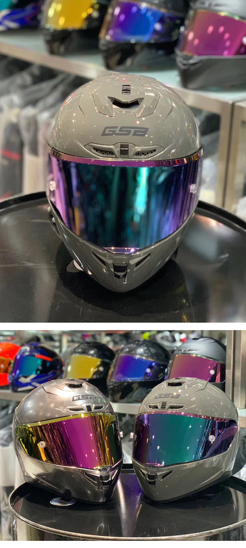 gsb头盔大尾翼碳纤维 摩托车头盔男女全盔电动重机车全覆式骑行头盔四