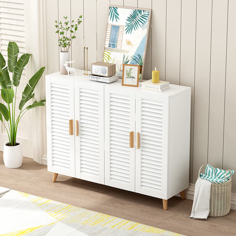 纪蒙诗 鞋柜家用门口透气百叶门简约现代客厅小户型收纳储物柜大容量