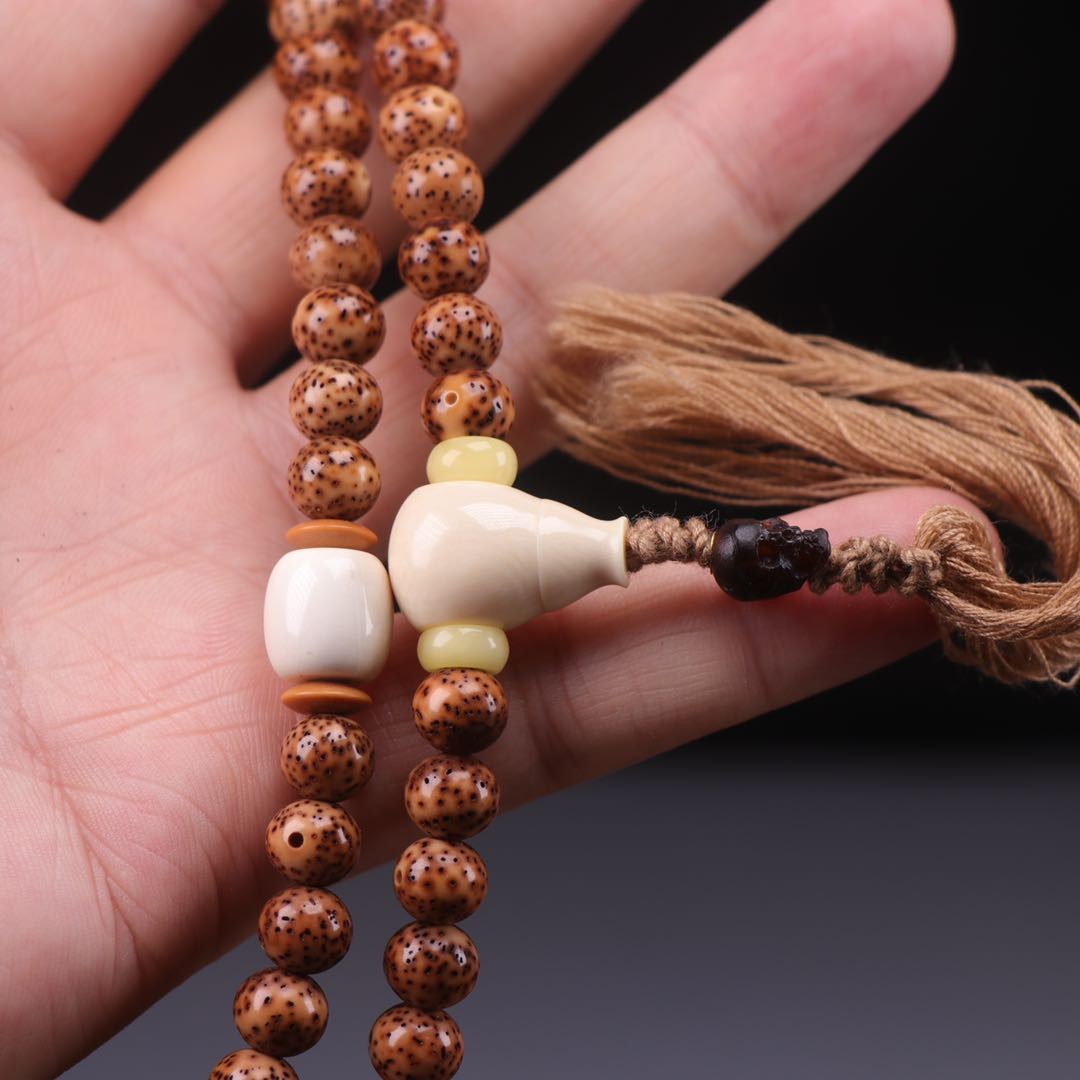 纯手工猛犸象牙西施壶三通佛头配饰百香星月金刚菩提配件对孔11mm左右