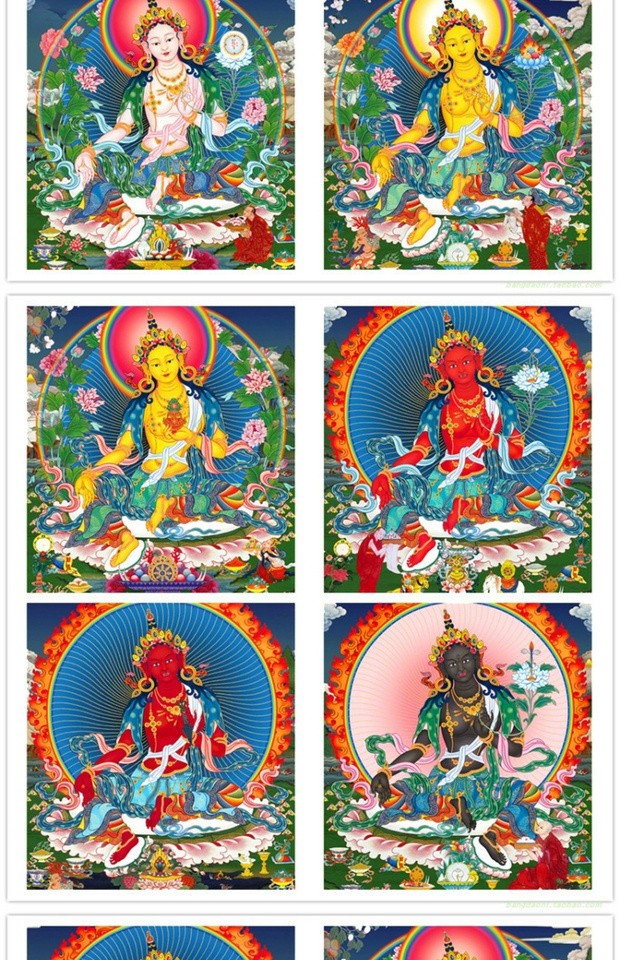 赤槿二十一度母像结缘全套21度母菩萨画像佛像绿度母佛像唐卡密宗塑封