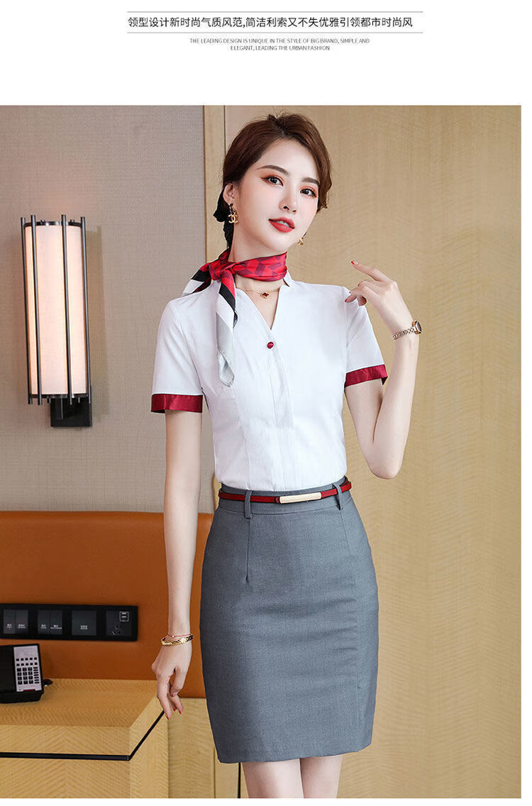 空姐穿的工作服南航空姐制服空乘面试职业装女气质白色衬衫v领衬衣