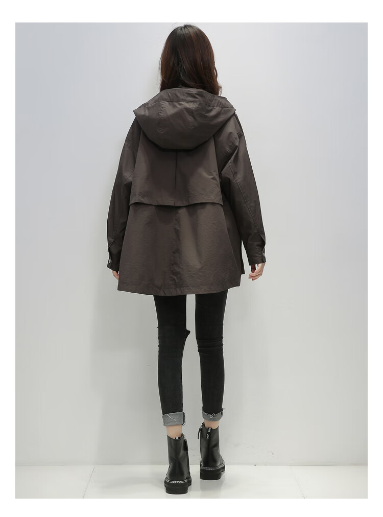 2021年春季新款风衣派克服外套女短款小个子初春流行韩版宽松外套 浅