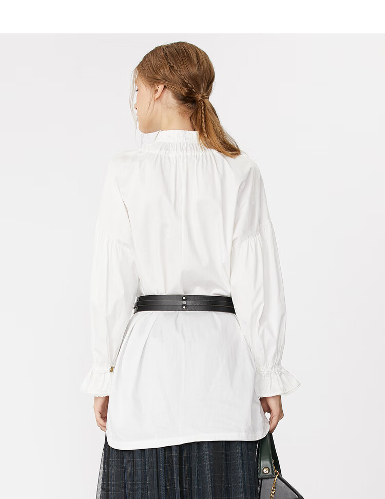 谜底21新品新品宽松oversize衬衫女落肩泡泡袖复古宫廷194mc3221 亮白