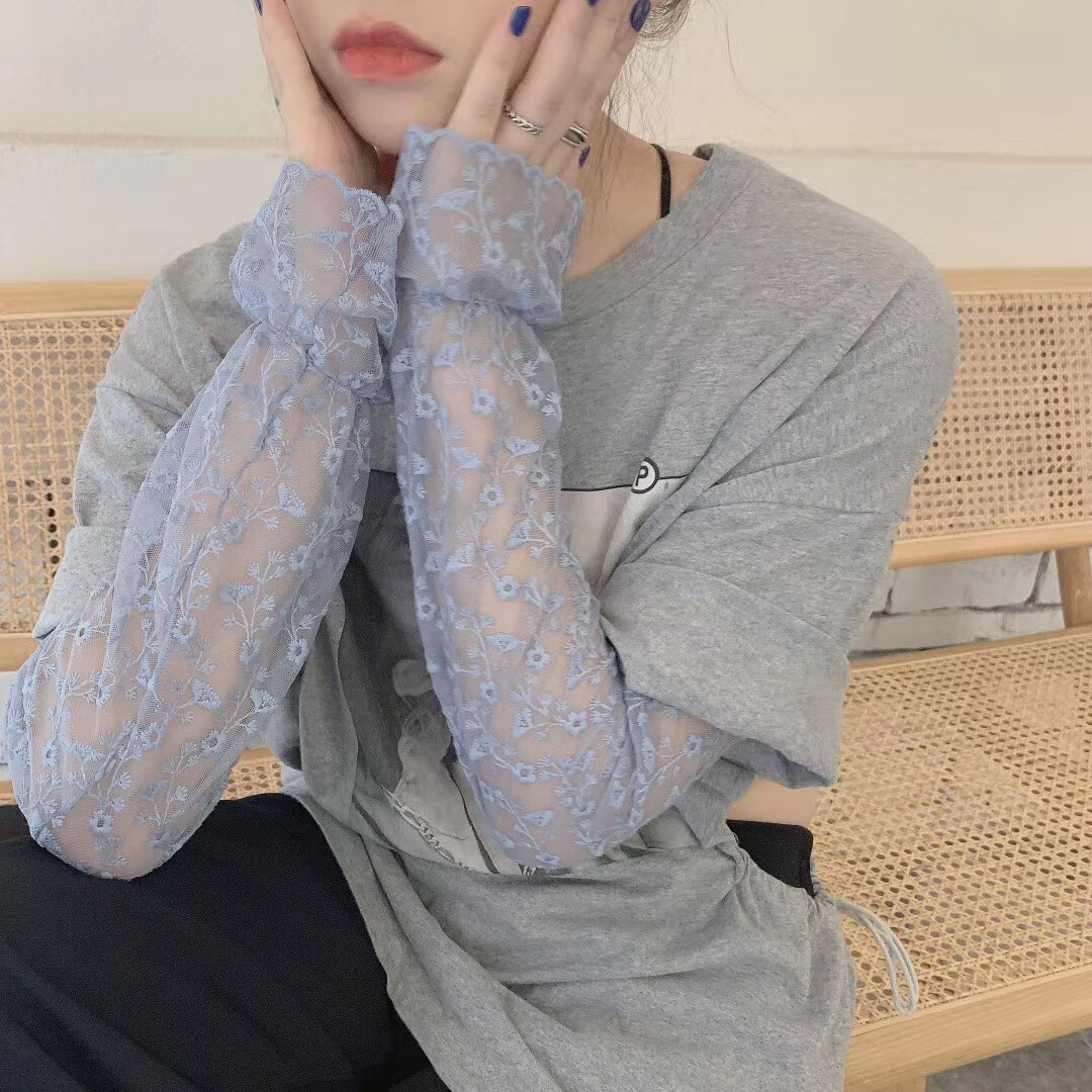 南极人防晒手臂套冰袖夏日薄款蕾丝防晒冰袖女手袖开车护臂冰丝手臂套